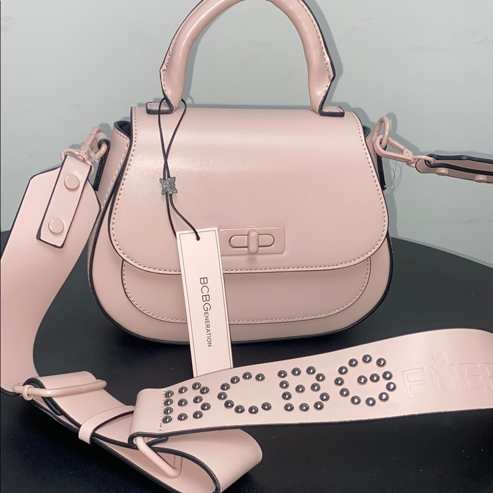 BCBGeneration Pink Shoulder Bag with Structured Design and Detachable Strap NWT